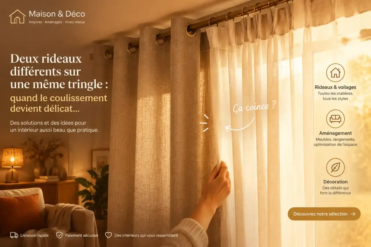 Deux rideaux différents sur une même tringle : quand le coulissement devient délicat