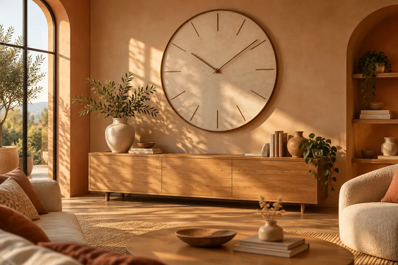 Une horloge géante structure un grand mur, à condition de respecter ses proportions