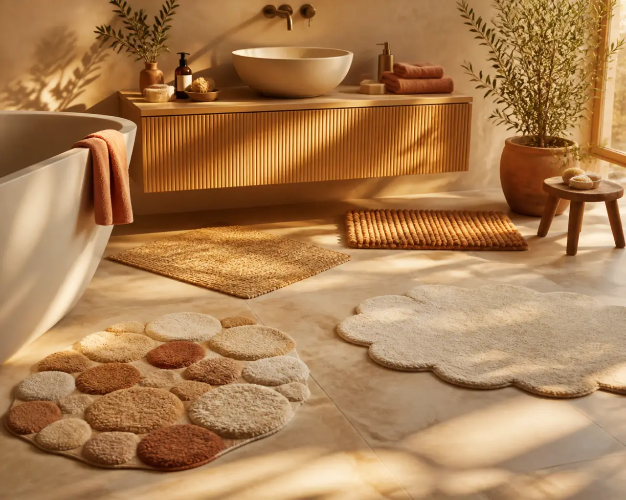 Tapis de bain original : formes, matières et détails qui changent vraiment la salle de bain