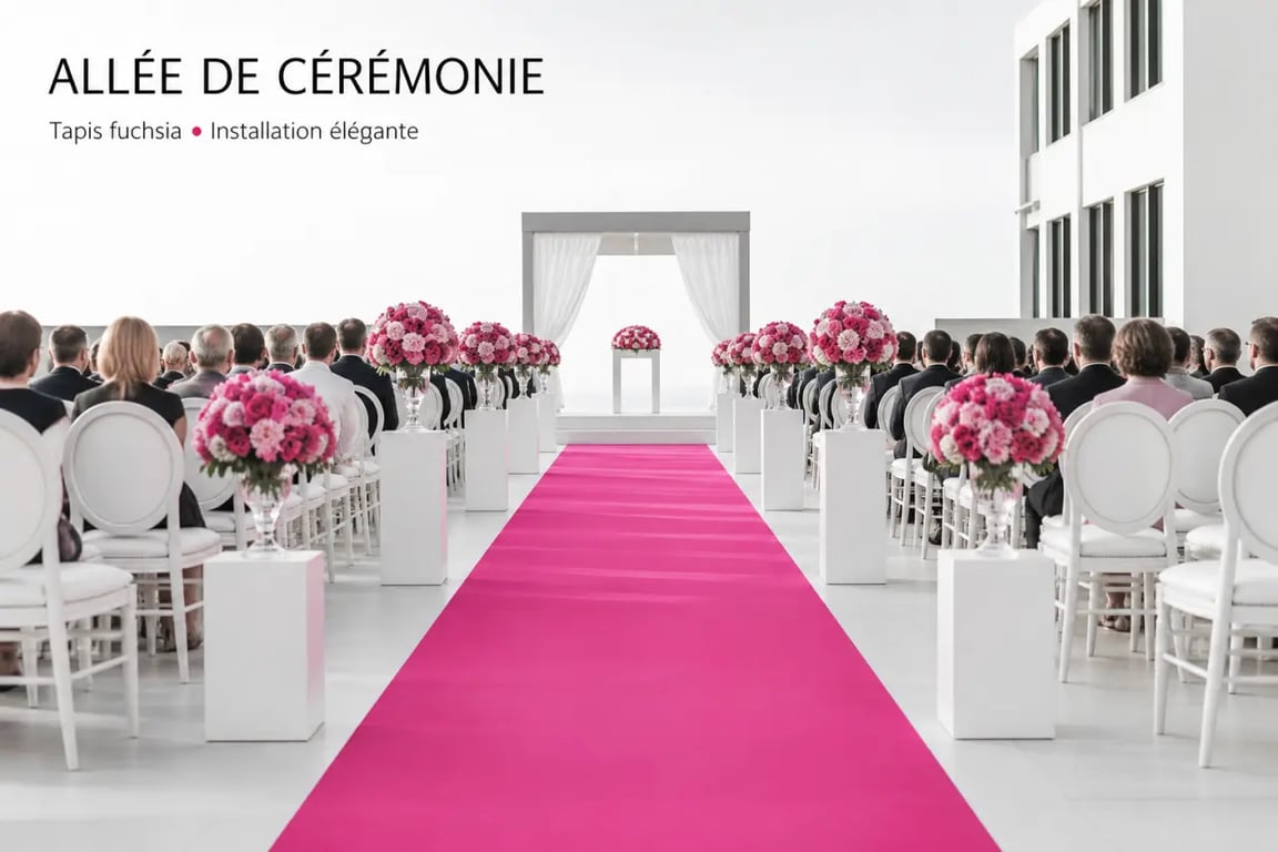 Tapis rose fushia pour une allée de cérémonie de mariage élégante