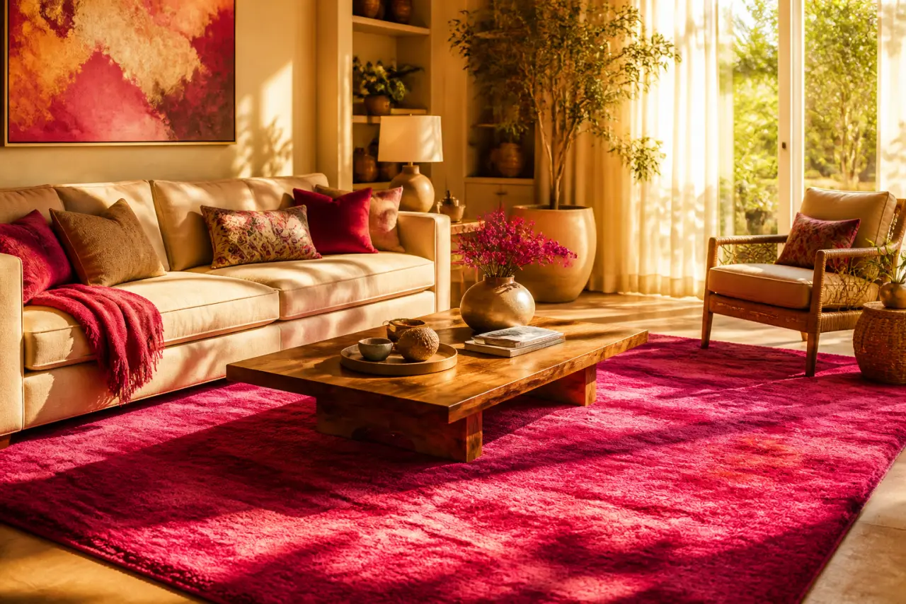 Tapis rose fuchsia : choisir la bonne matière pour conjuguer style, entretien et stabilité
