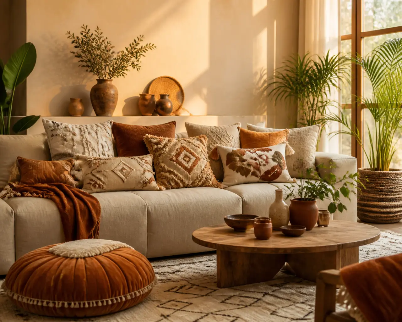 Coussin bohème : motifs, matières et tailles pour un salon chaleureux