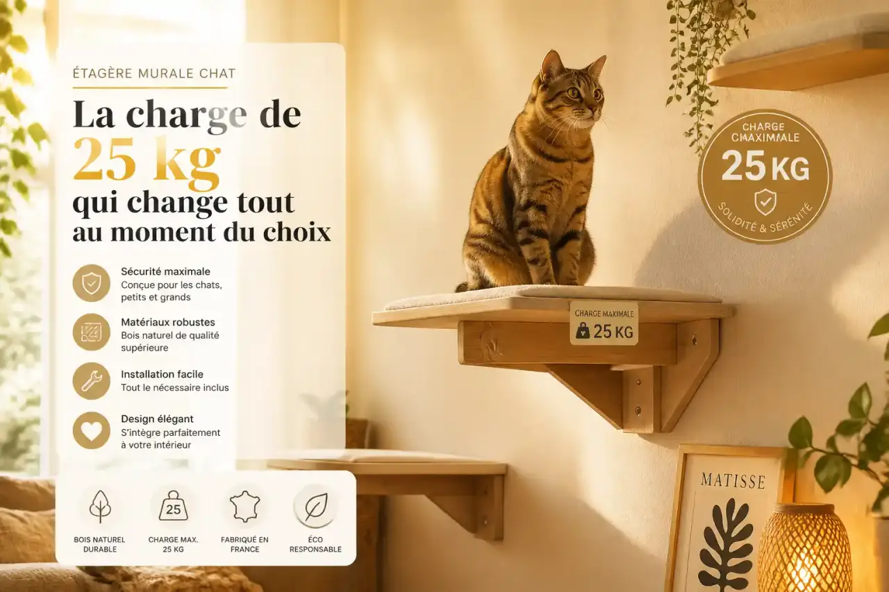 Étagère murale chat : la charge de 25 kg qui change tout au moment du choix