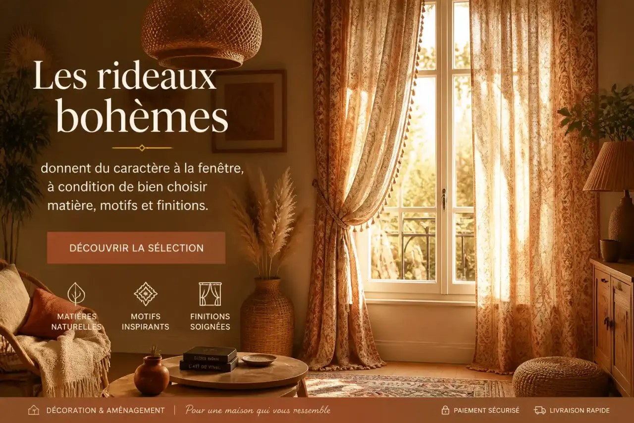 Les rideaux bohèmes donnent du caractère à la fenêtre, à condition de bien choisir matière, motifs et finitions