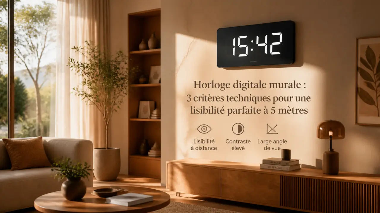 Horloge digitale murale : 3 critères techniques pour une lisibilité parfaite à 5 mètres